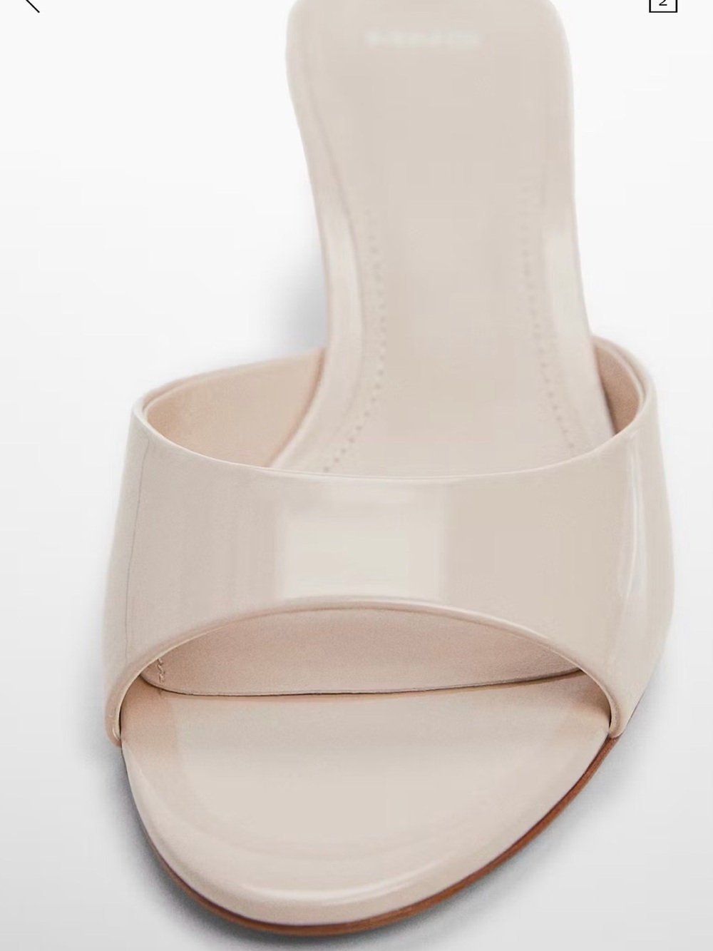 Mango patent leather Nude Open-Toe Kitten Heel Slide Sandals - Picture 4 of 9
